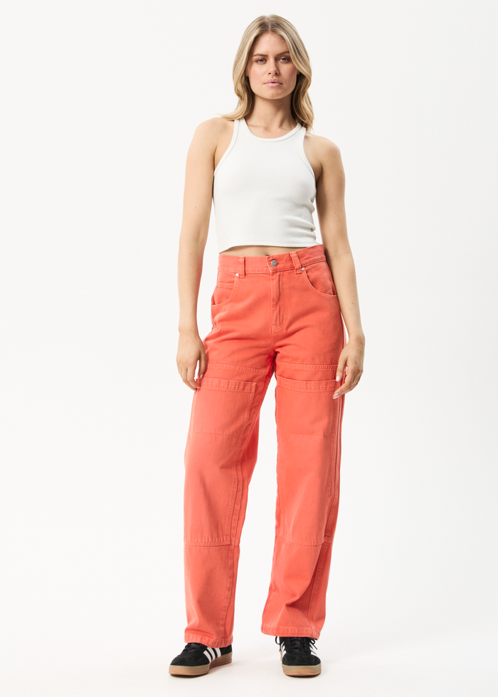 Afends Womens Moss - Organic Denim Carpenter Jeans - Faded Orange - Sustainable Clothing - Streetwear