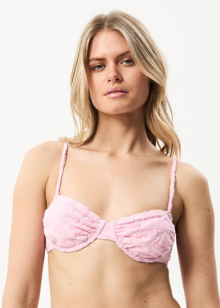 Afends Womens Rhye - Recycled Terry Bikini Top - Powder Pink - Sustainable Clothing - Streetwear