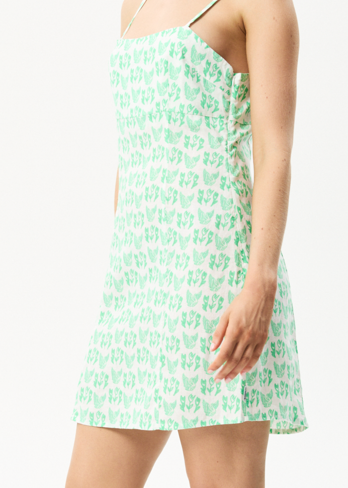 Afends Womens Swan - Hemp Mini Dress - Lime Green - Sustainable Clothing - Streetwear