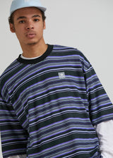 Afends Mens Daxon  - Hemp Stripe Oversized T-Shirt - Black - Afends mens daxon    hemp stripe oversized t shirt   black   sustainable clothing   streetwear
