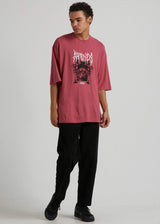 Afends Mens Revolt - Hemp Oversized Graphic T-Shirt - Rose - Afends mens revolt   hemp oversized graphic t shirt   rose   sustainable clothing   streetwear
