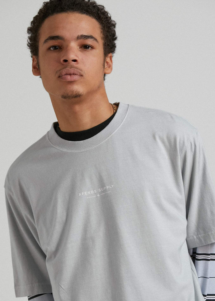 Afends Mens Transit - Recycled Retro Fit T-Shirt - Glacier - Sustainable Clothing - Streetwear