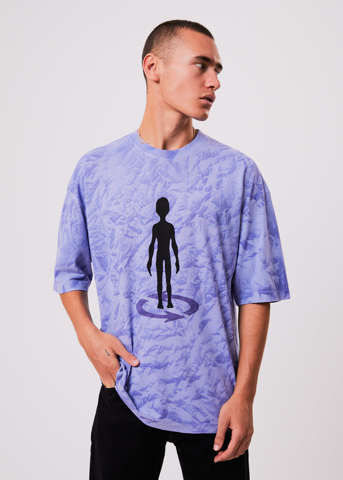 Afends Unisex Crop Circles - Unisex Hemp Oversized Graphic T-Shirt - Violet Wash - Sustainable Clothing - Streetwear