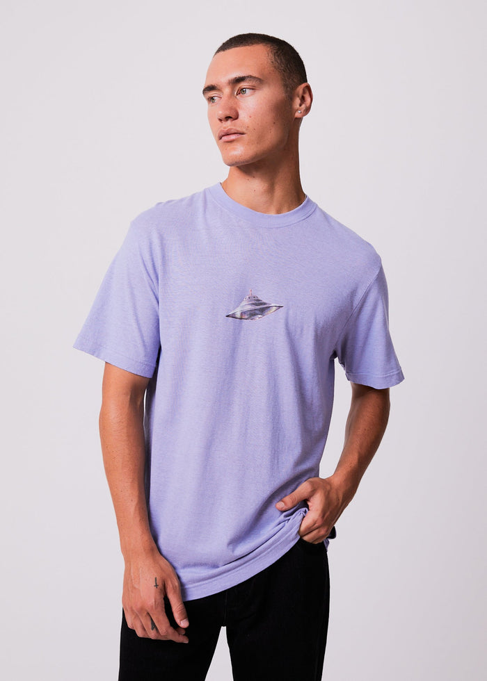 Afends Unisex Experiment - Unisex Hemp Retro Graphic T-Shirt - Violet - Sustainable Clothing - Streetwear