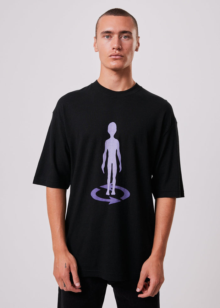 Afends Unisex Spaced - Unisex Hemp Oversized Graphic T-Shirt - Black - Sustainable Clothing - Streetwear