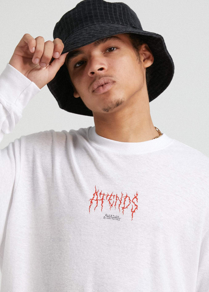 Afends Mens Other Days - Hemp Retro Fit Long Sleeve T-Shirt - White - Sustainable Clothing - Streetwear