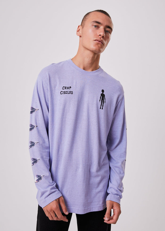 Afends Unisex Experiment - Unisex Hemp Long Sleeve Graphic T-Shirt - Violet - Sustainable Clothing - Streetwear