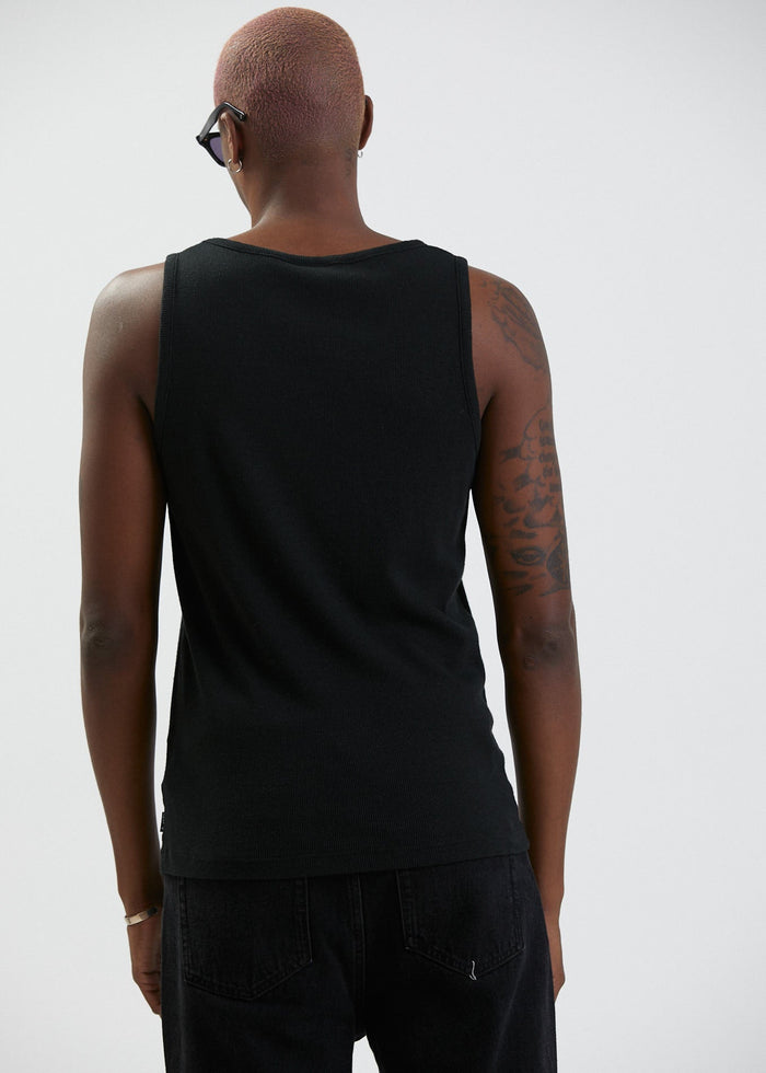 Afends Mens Foundation - Hemp Ribbed Singlet - Black - Sustainable Clothing - Streetwear