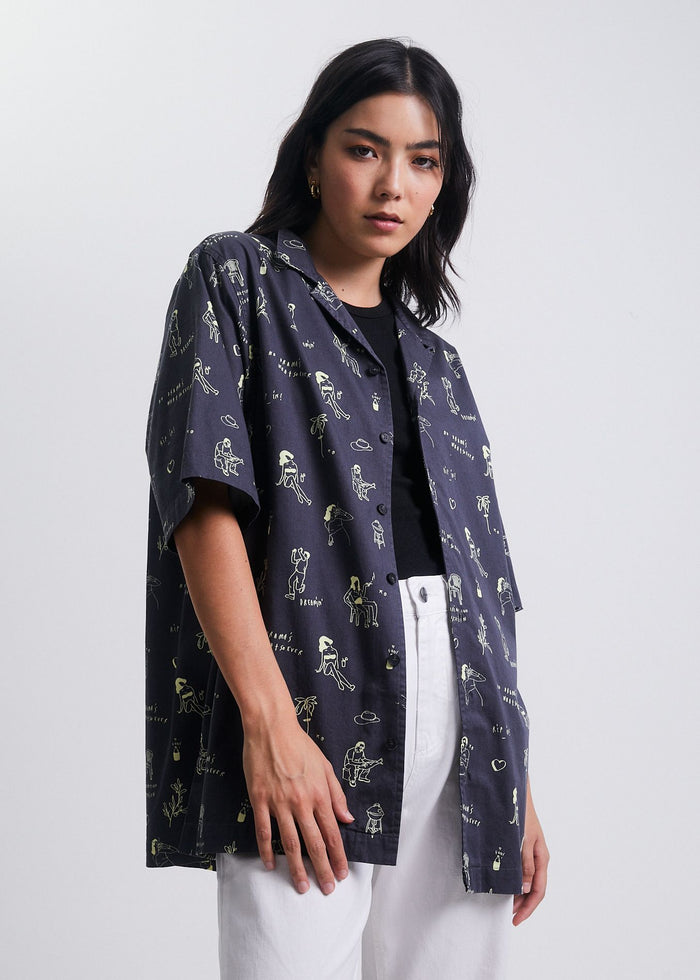 Afends Unisex Tokes - Unisex Organic Short Sleeve Shirt - Charcoal - Sustainable Clothing - Streetwear