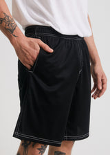 Afends Mens Courtside  - Recycled Mesh Shorts - Black - Afends mens courtside    recycled mesh shorts   black   sustainable clothing   streetwear