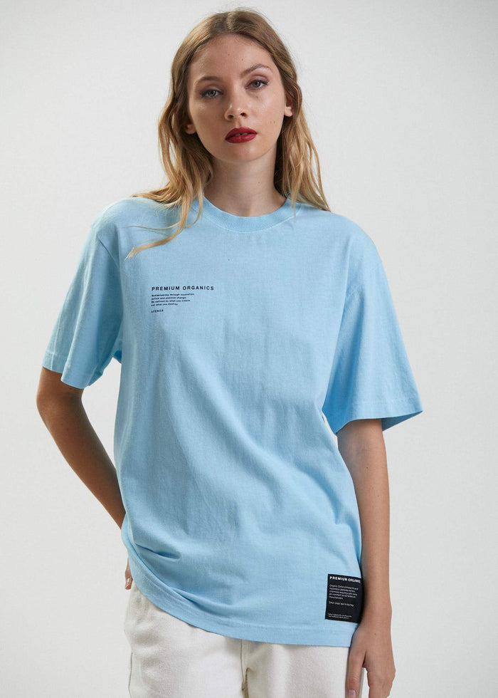 Afends Mens Reynolds - Unisex Organic Retro T-Shirt - Sky Blue - Sustainable Clothing - Streetwear