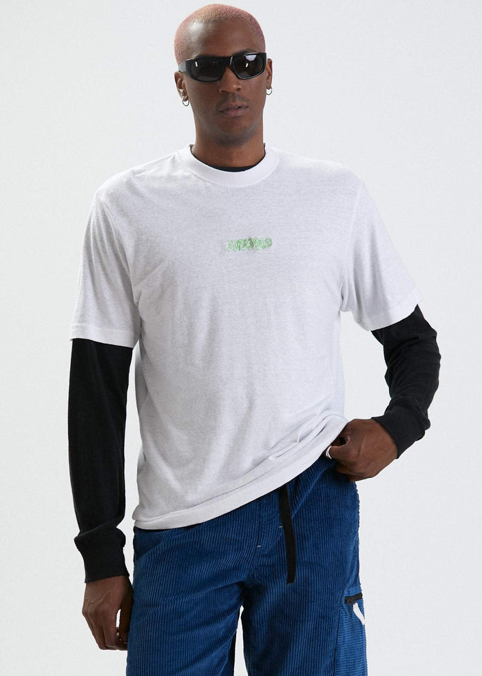 Afends Mens Enlighten - Hemp Retro T-Shirt - White - Sustainable Clothing - Streetwear