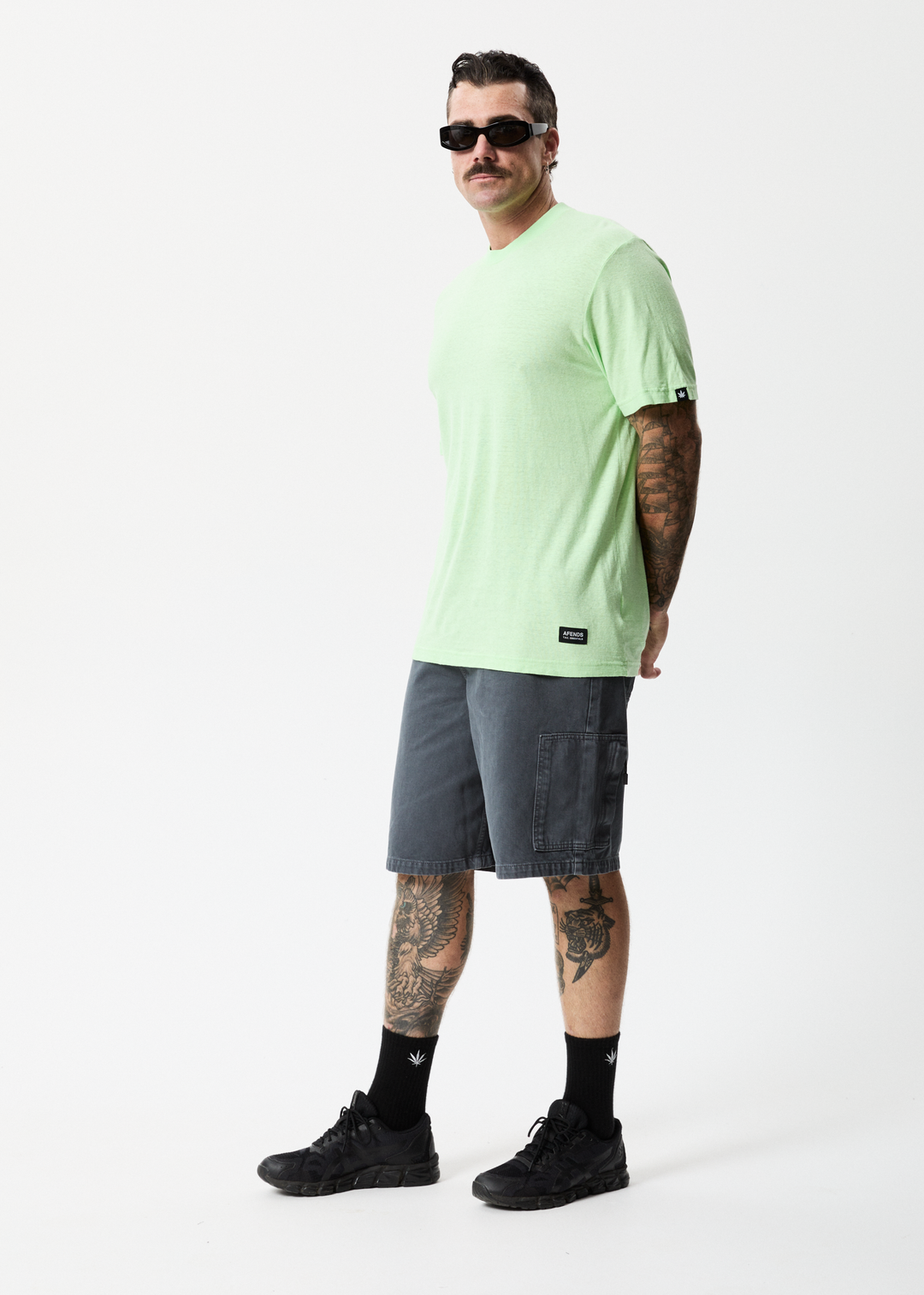 Afends Mens Classic - Hemp Retro T-Shirt - Lime Green - Sustainable Clothing - Streetwear