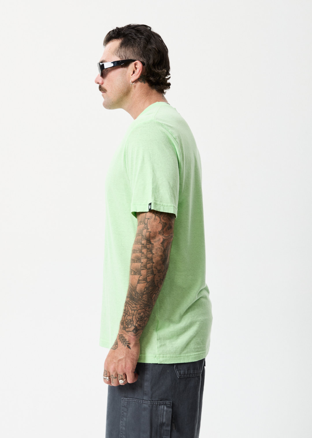 Afends Mens Classic - Hemp Retro T-Shirt - Lime Green - Sustainable Clothing - Streetwear