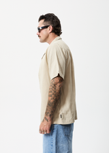 Afends Mens Daily - Hemp Cuban Short Sleeve Shirt - Cement - Afends mens daily   hemp cuban short sleeve shirt   cement   sustainable clothing   streetwear