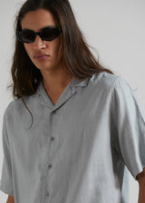 Afends Mens Daily - Hemp Cuban Short Sleeve Shirt - Grey - Afends mens daily   hemp cuban short sleeve shirt   grey   sustainable clothing   streetwear