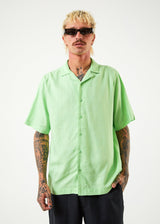 Afends Mens Daily - Hemp Cuban Short Sleeve Shirt - Lime Green - Afends mens daily   hemp cuban short sleeve shirt   lime green   sustainable clothing   streetwear