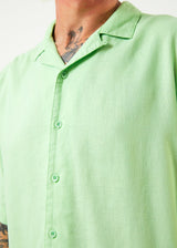 Afends Mens Daily - Hemp Cuban Short Sleeve Shirt - Lime Green - Afends mens daily   hemp cuban short sleeve shirt   lime green   sustainable clothing   streetwear