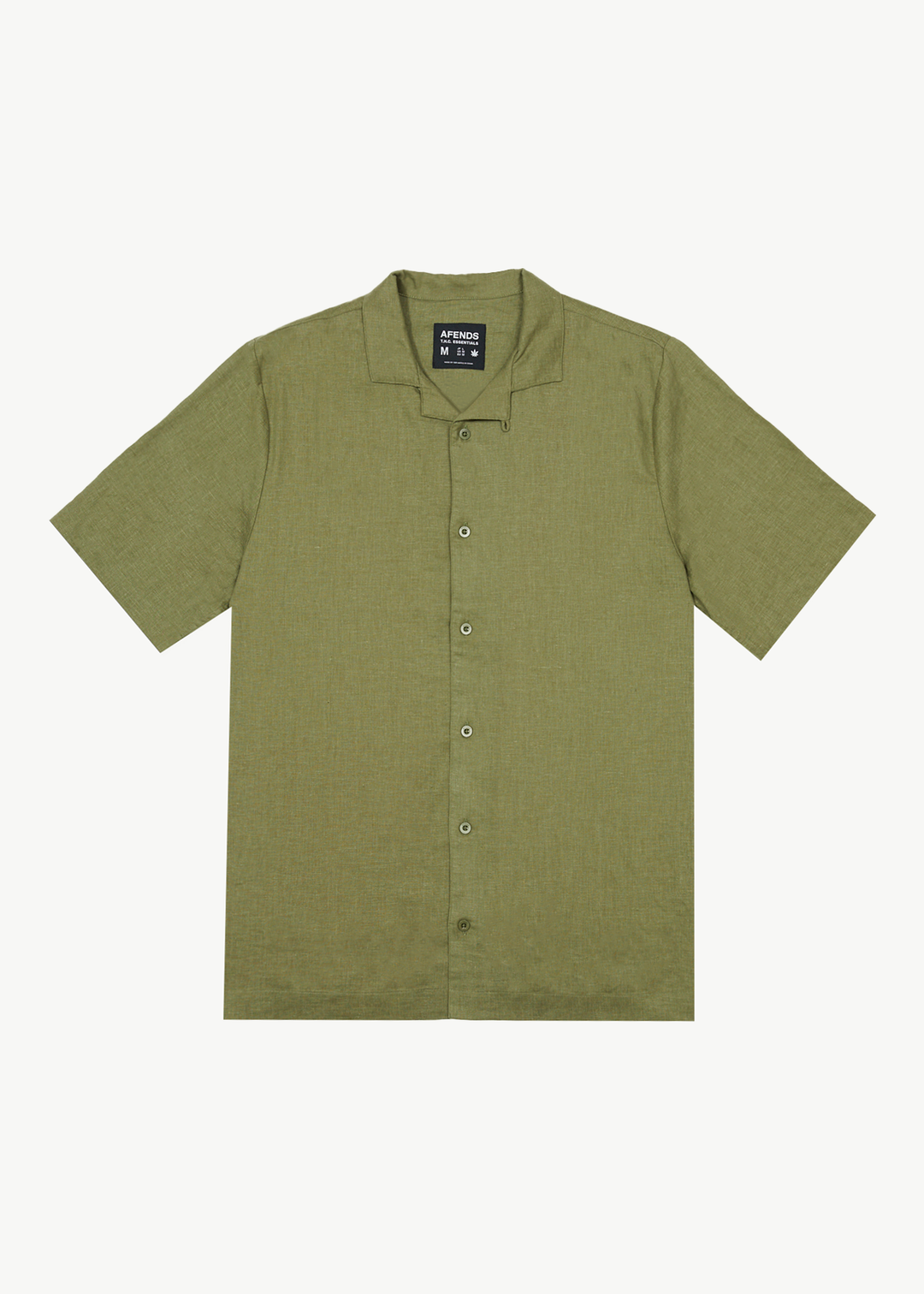 Afends Mens Daily - Hemp Cuban Short Sleeve Shirt - Military - Sustainable Clothing - Streetwear