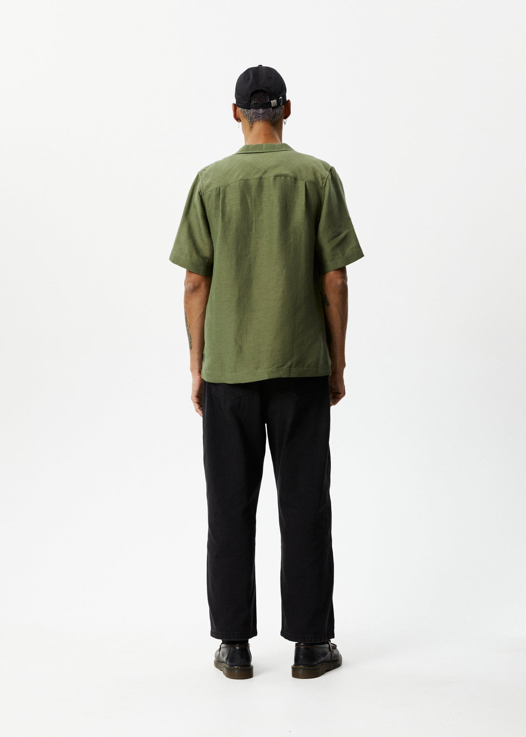 Afends Mens Daily - Hemp Cuban Short Sleeve Shirt - Military - Sustainable Clothing - Streetwear