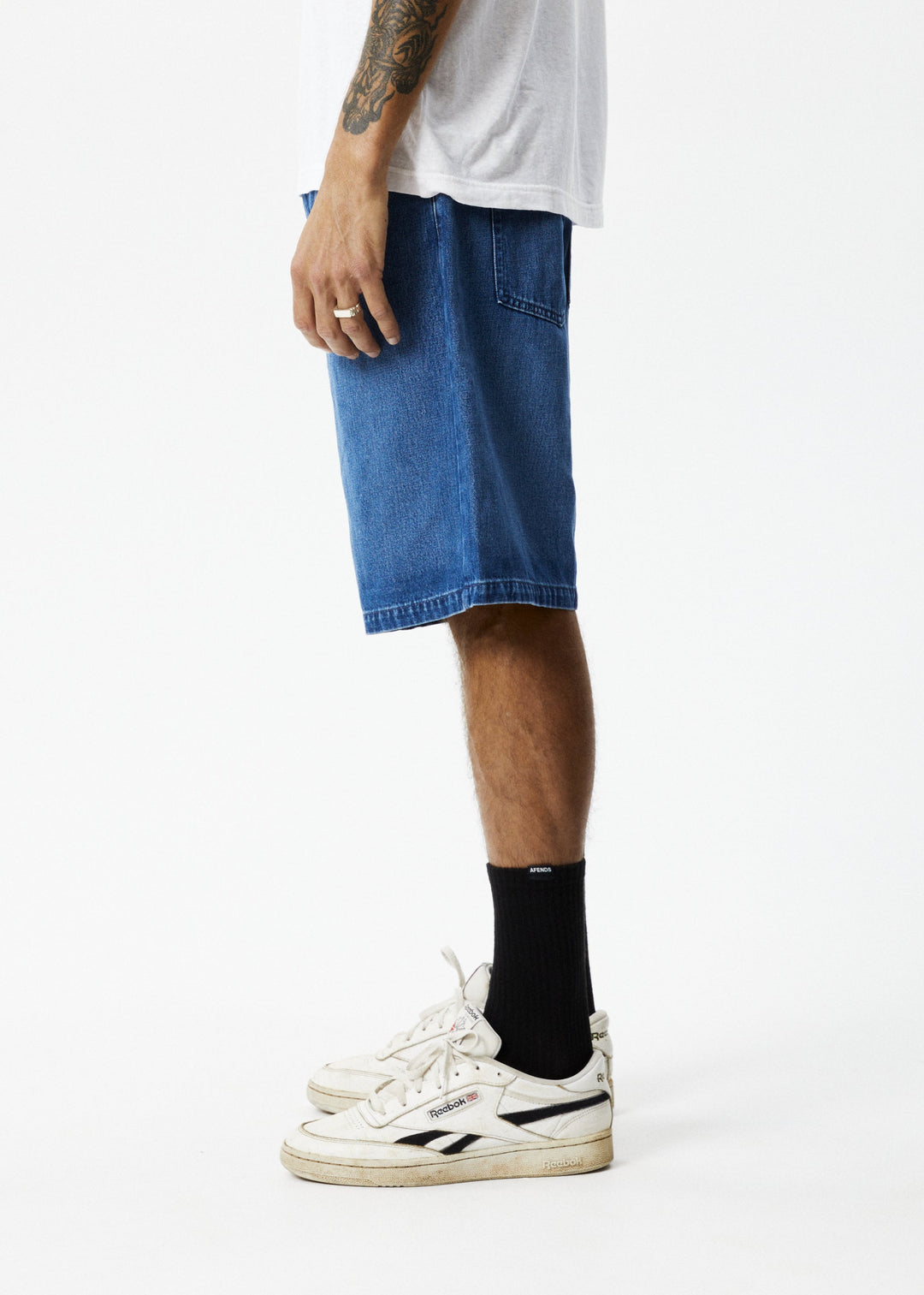 Afends Mens Lil C - Hemp Denim Baggy Fit Short - Authentic Blue - Sustainable Clothing - Streetwear