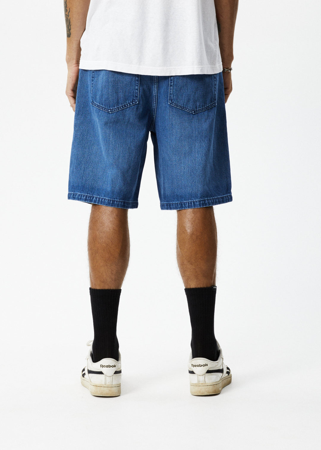 Afends Mens Lil C - Hemp Denim Baggy Fit Short - Authentic Blue - Sustainable Clothing - Streetwear