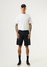 Afends Mens Chess Club - Hemp Relaxed Shorts - Black - Afends mens chess club   hemp relaxed shorts   black   sustainable clothing   streetwear