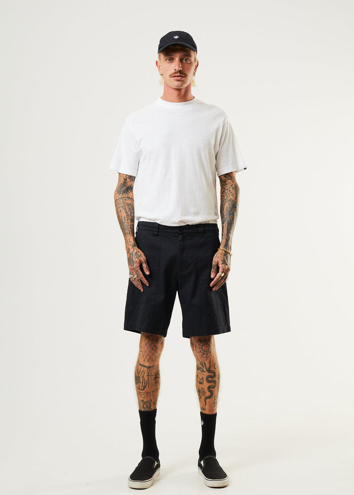 Afends Mens Chess Club - Hemp Relaxed Shorts - Black - Sustainable Clothing - Streetwear
