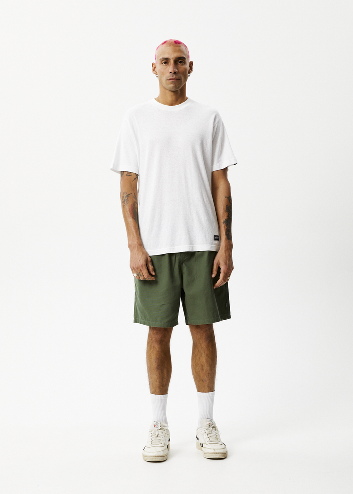 Afends Mens Ninety Eights - Recycled Baggy Elastic Waist Shorts - Cypress - Sustainable Clothing - Streetwear