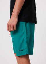 Afends Mens Ninety Eights - Organic Elastic Waist Shorts - Emerald - Afends mens ninety eights   organic elastic waist shorts   emerald   sustainable clothing   streetwear