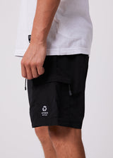 Afends Mens Utility - Recycled Elastic Waist Shorts - Black - Afends mens utility   recycled elastic waist shorts   black   sustainable clothing   streetwear