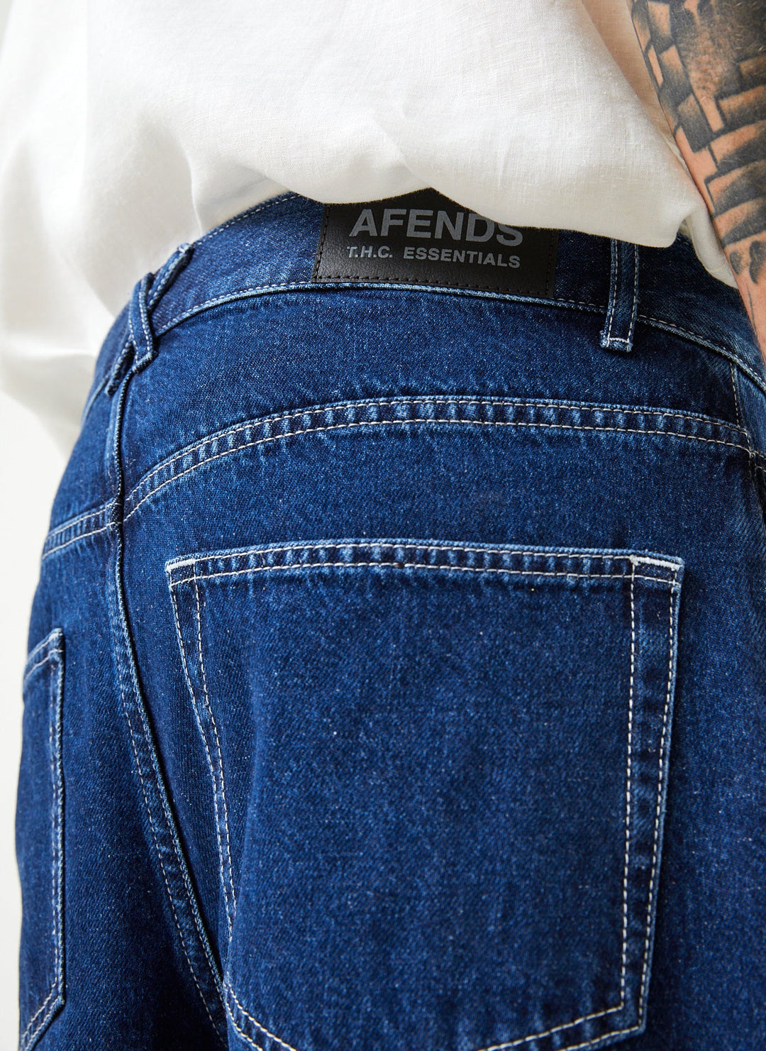 Afends Mens Ninety Twos - Hemp Denim Relaxed Jeans - Original Rinse - Sustainable Clothing - Streetwear