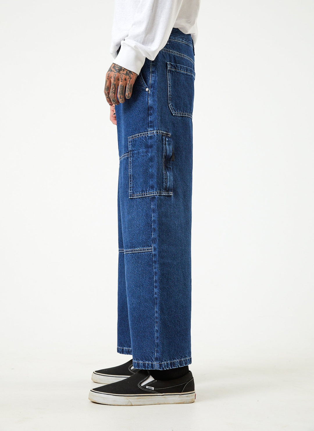 Afends Mens Richmond - Hemp Denim Baggy Workwear Jeans - Original Rinse - Sustainable Clothing - Streetwear