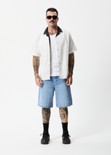 Afends Mens Wired - Hemp Cuban Short Sleeve Shirt - White - Afends mens wired   hemp cuban short sleeve shirt   white   sustainable clothing   streetwear