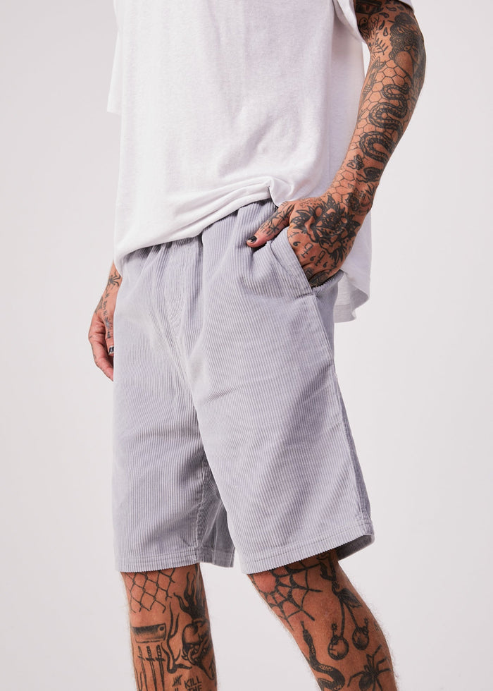 Afends Mens Louie - Organic Corduroy Shorts - Grey - Sustainable Clothing - Streetwear