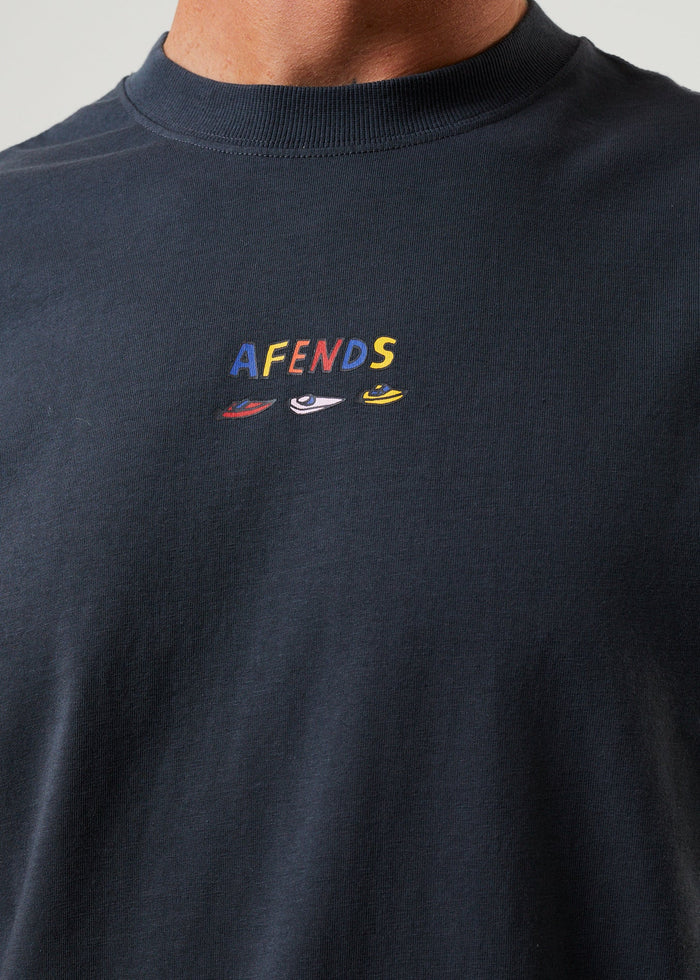 Afends Mens Wahzoo - Recycled Retro T-Shirt - Charcoal - Sustainable Clothing - Streetwear