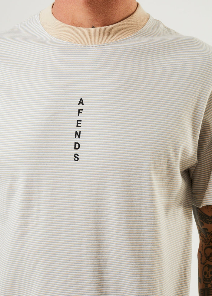 Afends Mens System - Recycled Striped Retro T-Shirt - Bone - Sustainable Clothing - Streetwear