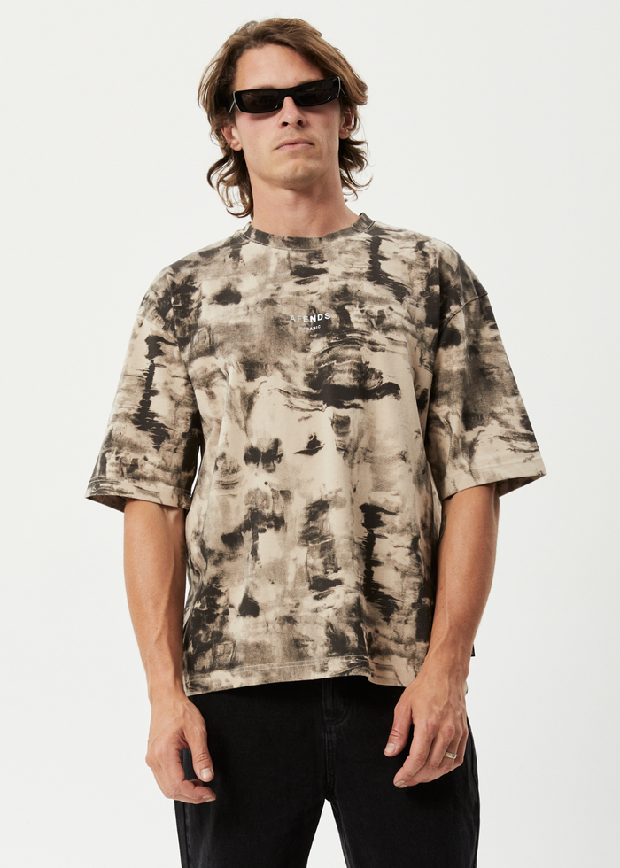 Afends Mens Smoke - Organic Weighted T-Shirt - Bone - Sustainable Clothing - Streetwear