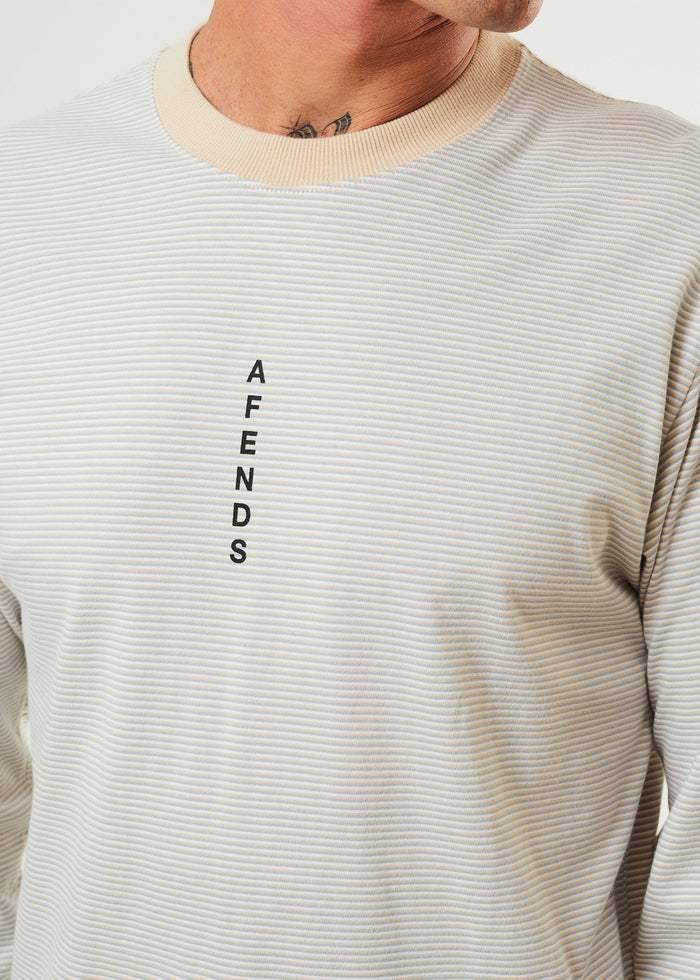 Afends Mens System - Recycled Striped Long Sleeve T-Shirt - Bone - Sustainable Clothing - Streetwear