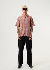 Afends Mens Colby - Hemp Check Cuban Short Sleeve Shirt - Plum - Afends mens colby   hemp check cuban short sleeve shirt   plum   sustainable clothing   streetwear