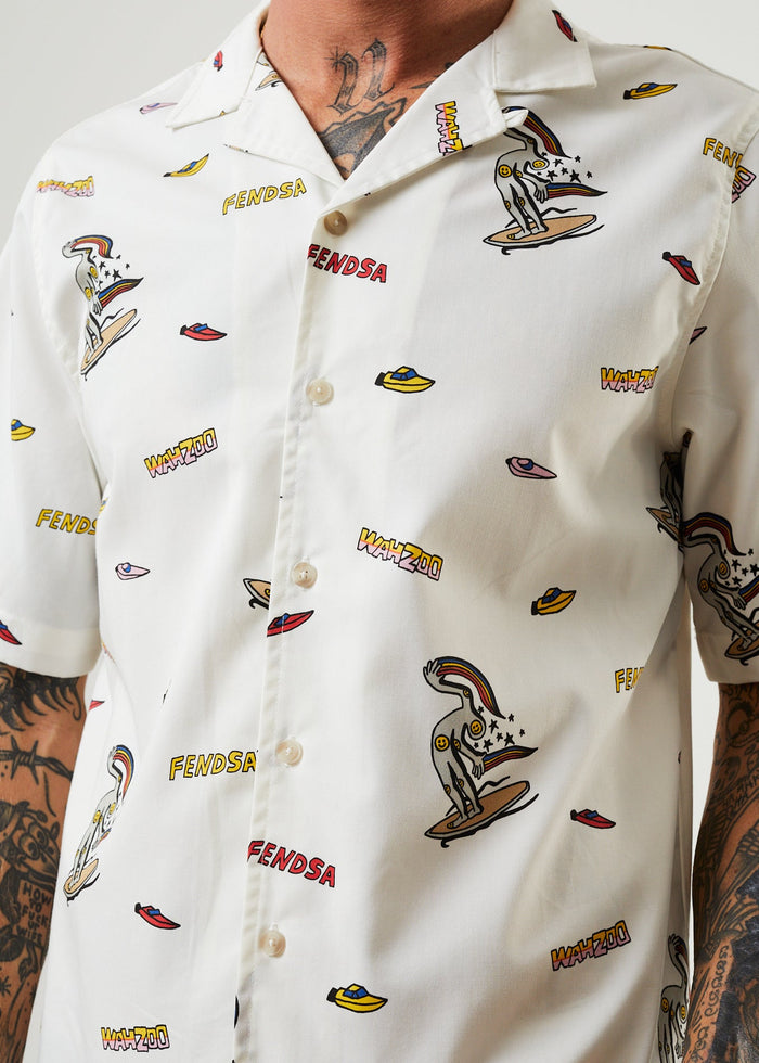 Afends Mens Fendsa - Recycled Cuban Short Sleeve Shirt - White - Sustainable Clothing - Streetwear