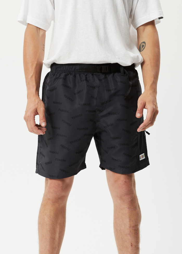 Afends Mens Fendsa - Recycled Elastic Waist Spray Shorts - Charcoal - Sustainable Clothing - Streetwear