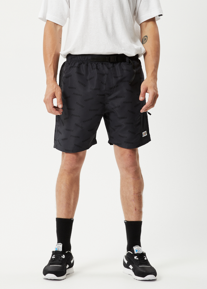 Afends Mens Fendsa - Recycled Elastic Waist Spray Shorts - Charcoal - Sustainable Clothing - Streetwear