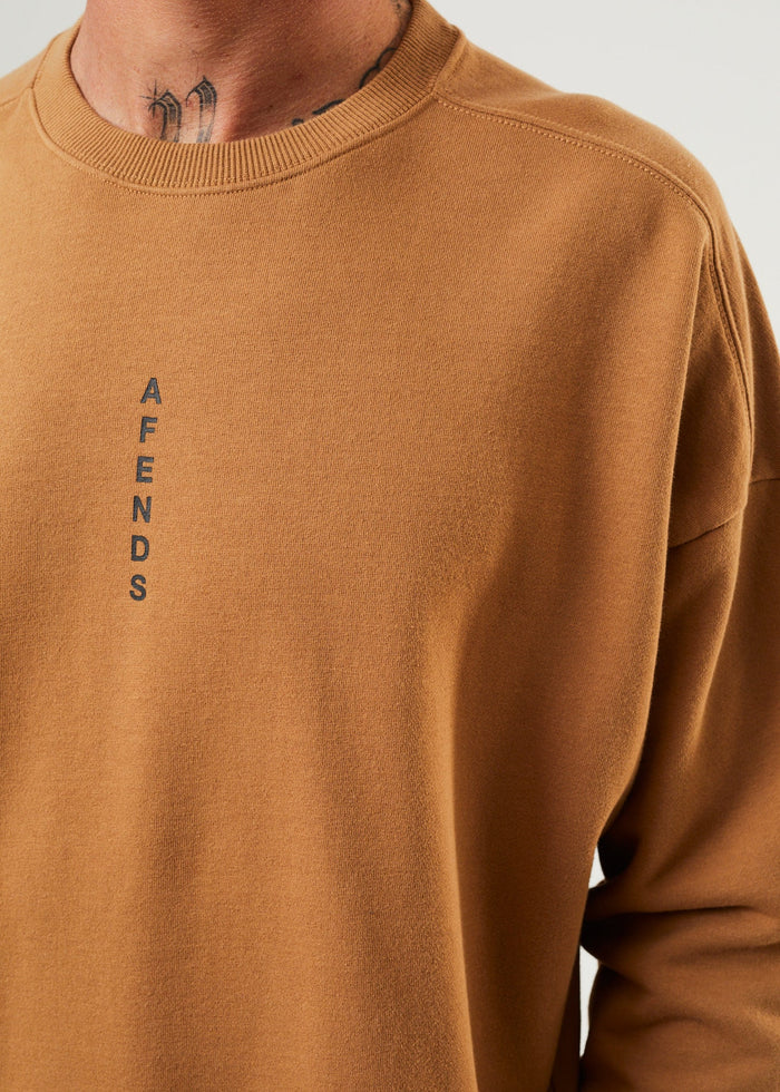 Afends Mens Machine - Recycled Crew Neck Jumper - Chestnut - Sustainable Clothing - Streetwear