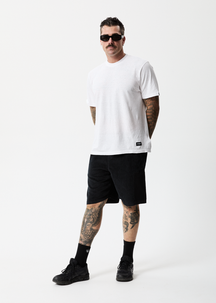 Afends Mens Asta - Hemp Corduroy Relaxed Shorts - Black - Sustainable Clothing - Streetwear