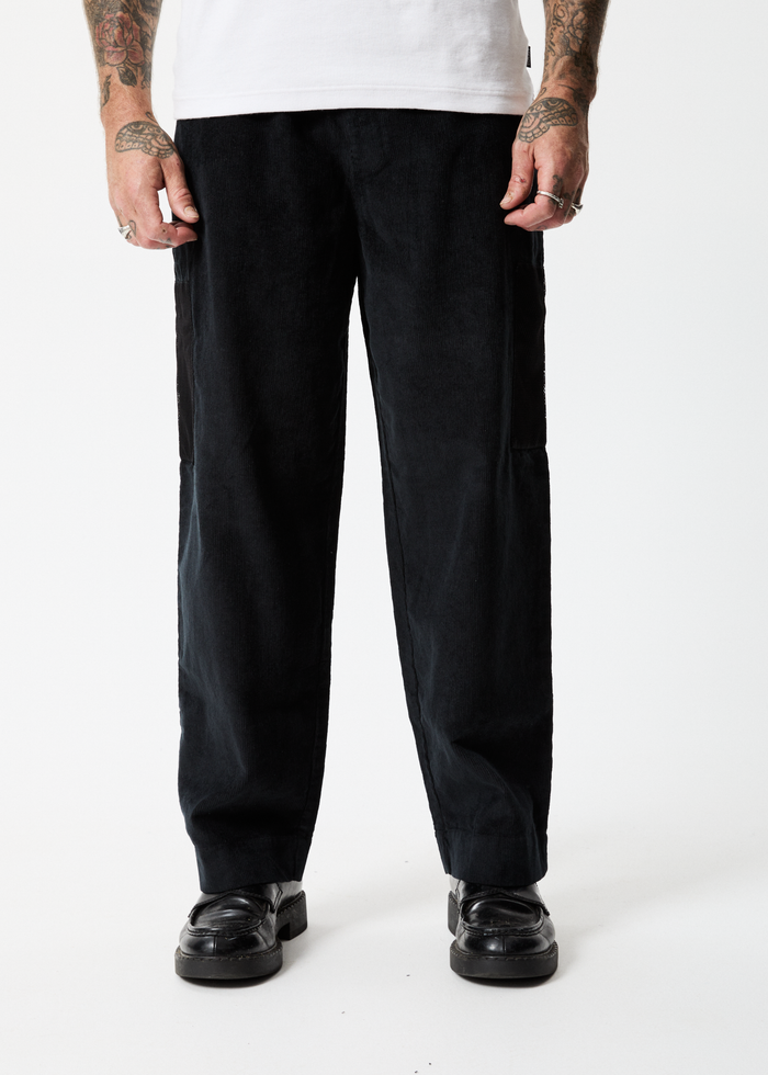 Afends Mens Asta - Hemp Corduroy Relaxed Pants - Black - Sustainable Clothing - Streetwear