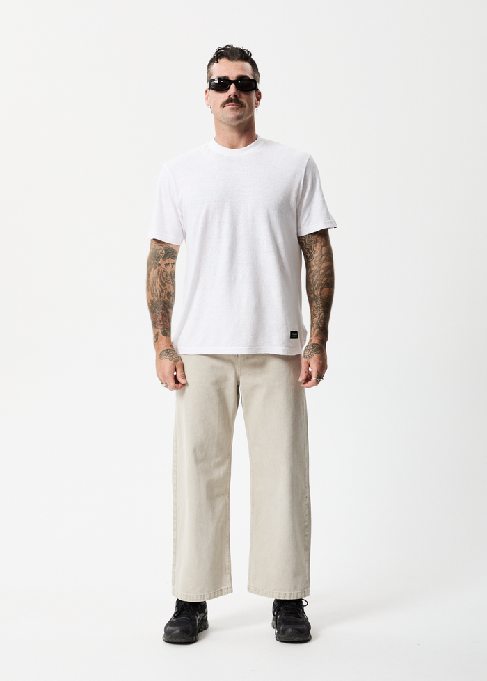 Afends Mens Pablo - Organic Denim Baggy Jeans - Faded Cement - Sustainable Clothing - Streetwear