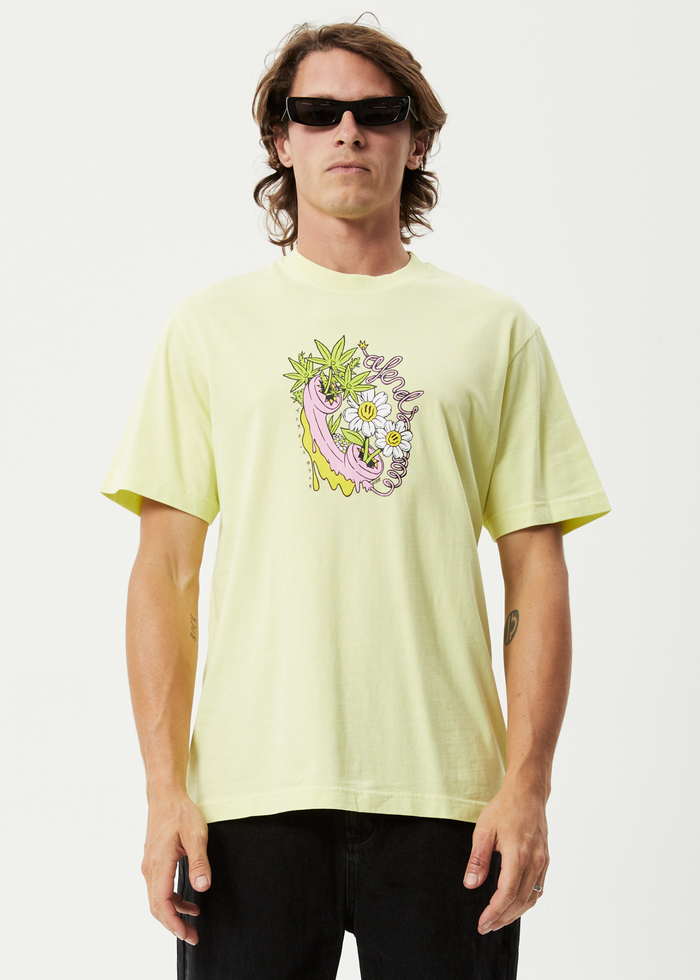 Afends Mens Big Talk - Recycled Oversized Graphic T-Shirt - Citron - Sustainable Clothing - Streetwear