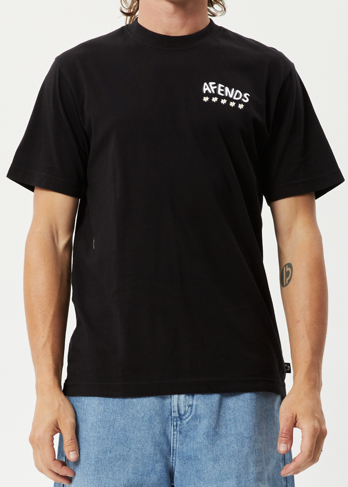 Afends Mens Flowers - Recycled Oversized T-Shirt - Black - Sustainable Clothing - Streetwear