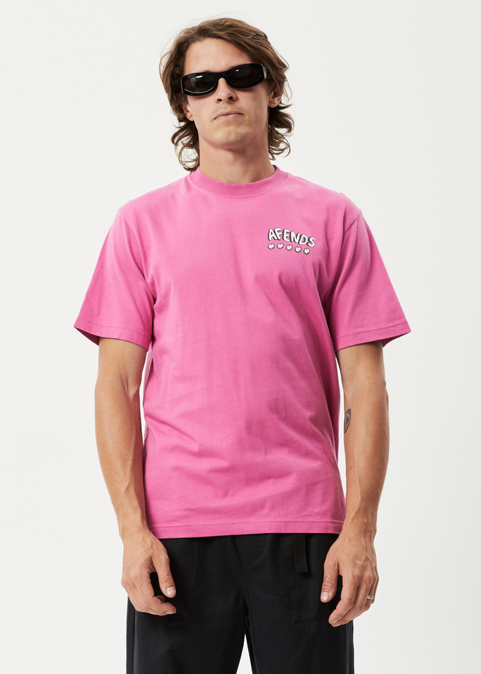 Afends Mens Flowers - Recycled Oversized T-Shirt - Bubblegum - Sustainable Clothing - Streetwear